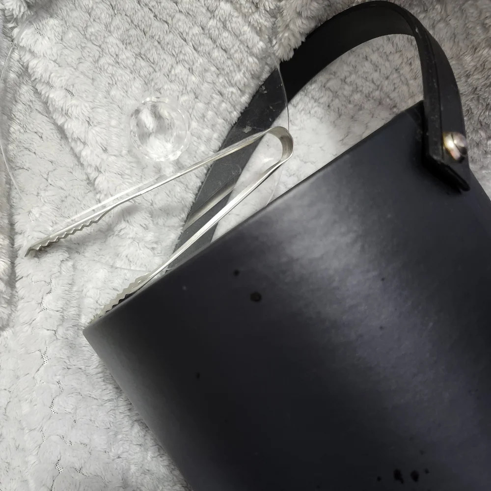 Mr Ice Bucket Vintage With Ice Tongs Black In Great Shape